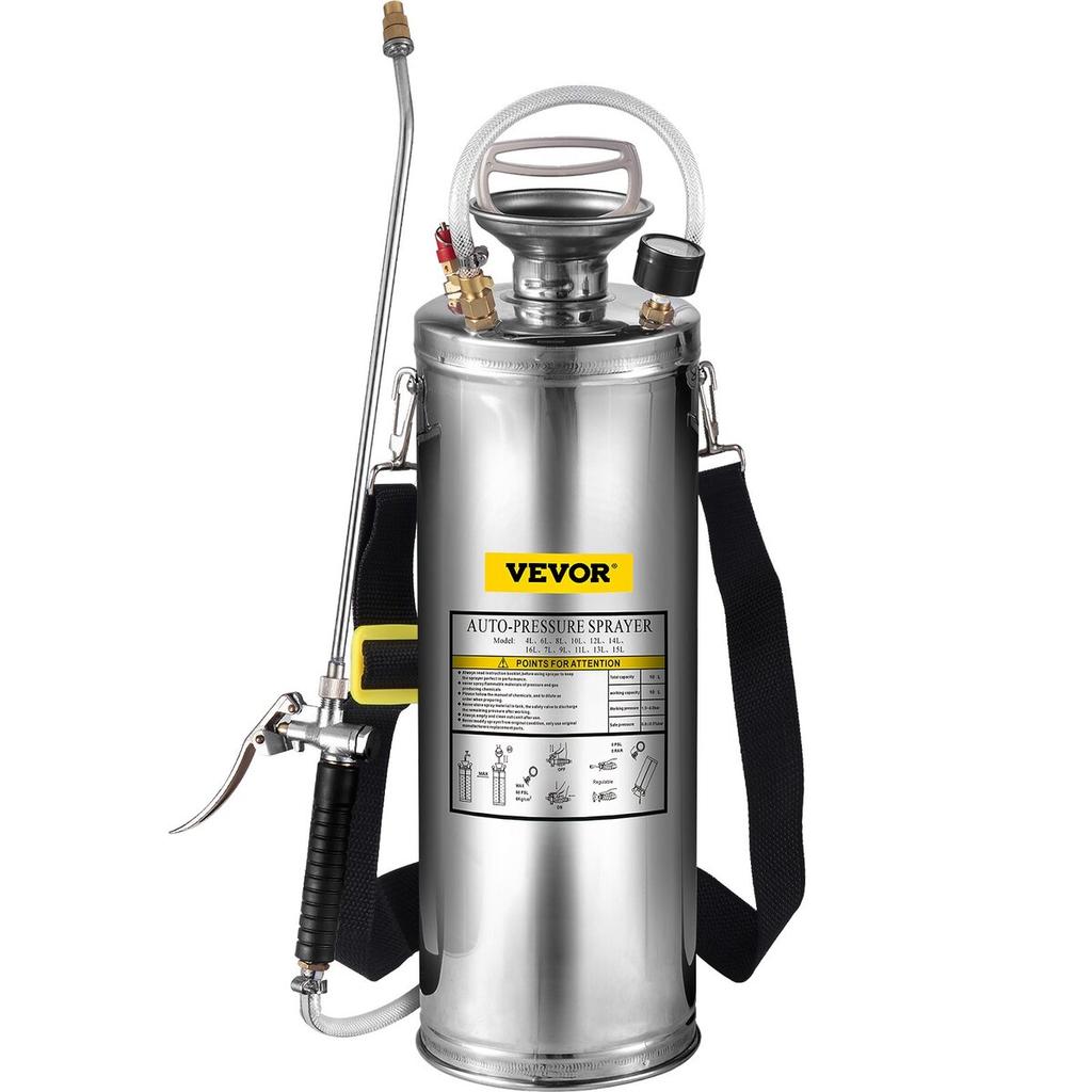 Stainless Steel Sprayer 10L Household Gardening and Floor Cleaning Sprayer, Suitable for the Current Neds of Industry, Agriculture, Commerce, Medicine