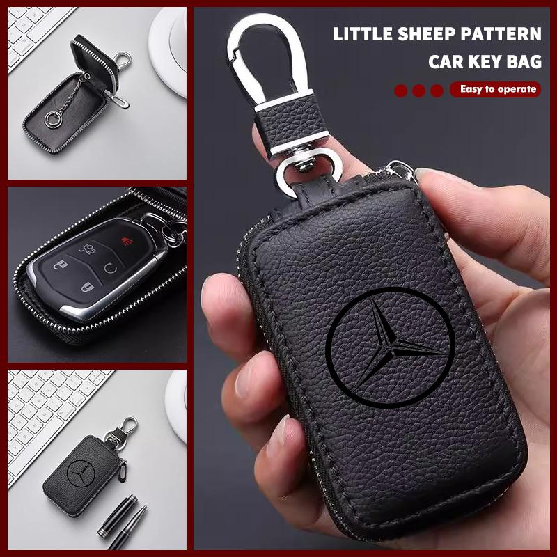 For Benz Car Key Wallet Keys Organizer Bag Zipper Key Case Decoration Accessories AMG Exclusive W204 W222 W205 W203 W213 W124 YQF7