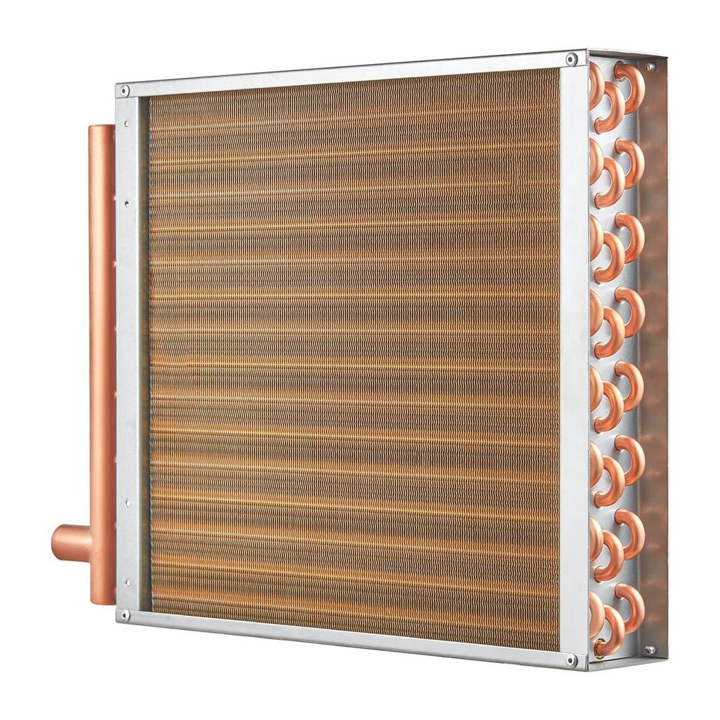 16"x 16" Heat Exchanger Water to Air 3-Row 3/8" Copper Ports 193 Fins