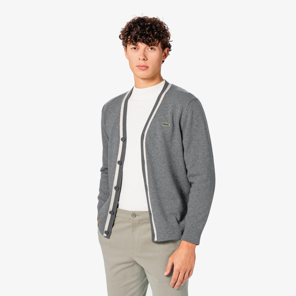 [Lacoste] Men's V-Neck Wool Cardigan AH660E-55NCCA