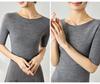 Yangtze Fine Spun Wool One-Shoulder Mid-Sleeve Women's Slimming T-Shirt, Spring Pure Color Elegant Base Layer Top
