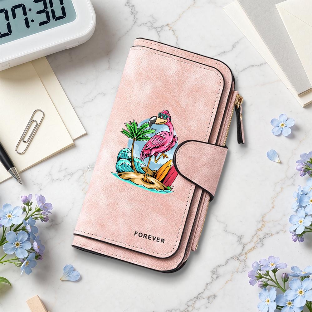 Cute Flamingo Printed Wallet Fashion Casual Portable Multi Card Long Purse