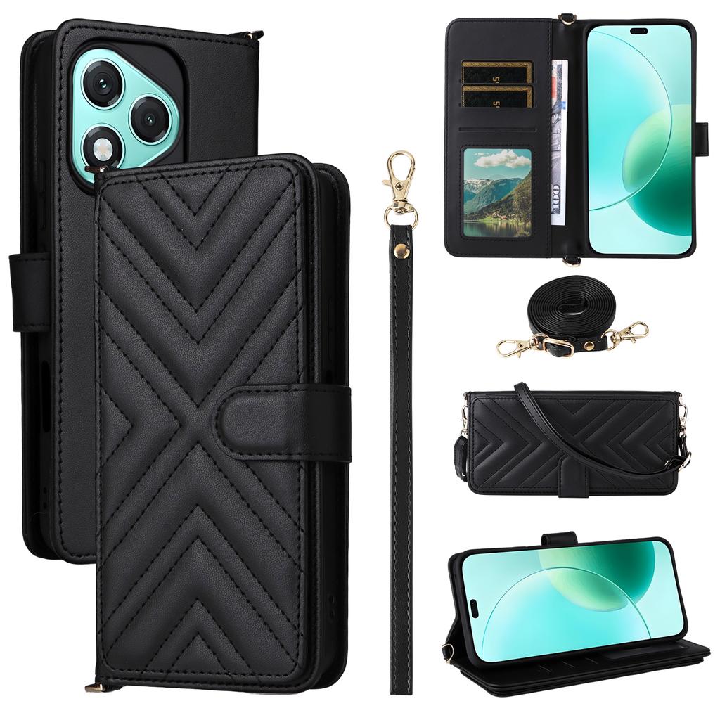 Чехол-кошелек для Honor 400 Lite с плечевым/кистевым ремешком, кожаный чехол для телефона со стендом