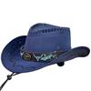 Ковбойская шляпа Белый Клык с вышивкой и поясом CZA350, Стильная, для улицы, повседневная, мужская, женская, (военно-морской флот)