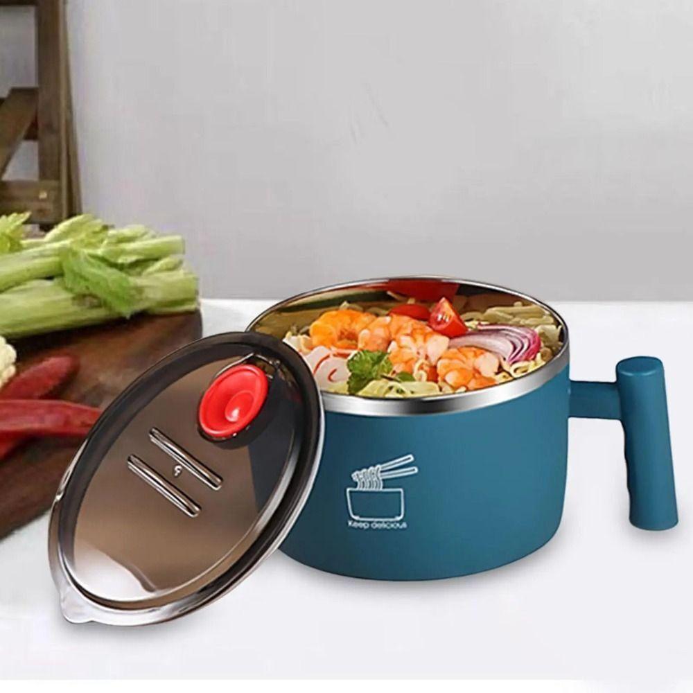 Stainless Steel Ramen Bowl Draining Instant Noodle Bowl Portable Bento Box