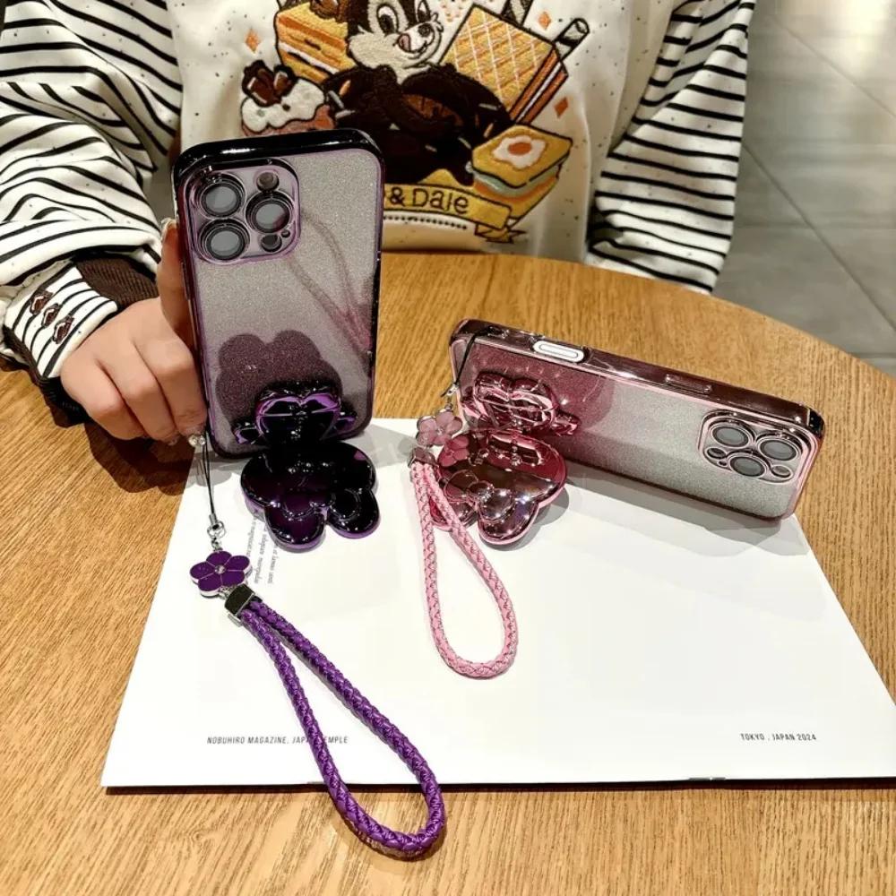 Роскошный блестящий чехол для телефона-зеркала с кроликом для Honor X6 X6S X7 X7A X8 X8A X8C 4G X8B X9 X9A, веревка для руки с четырехлистным клевером