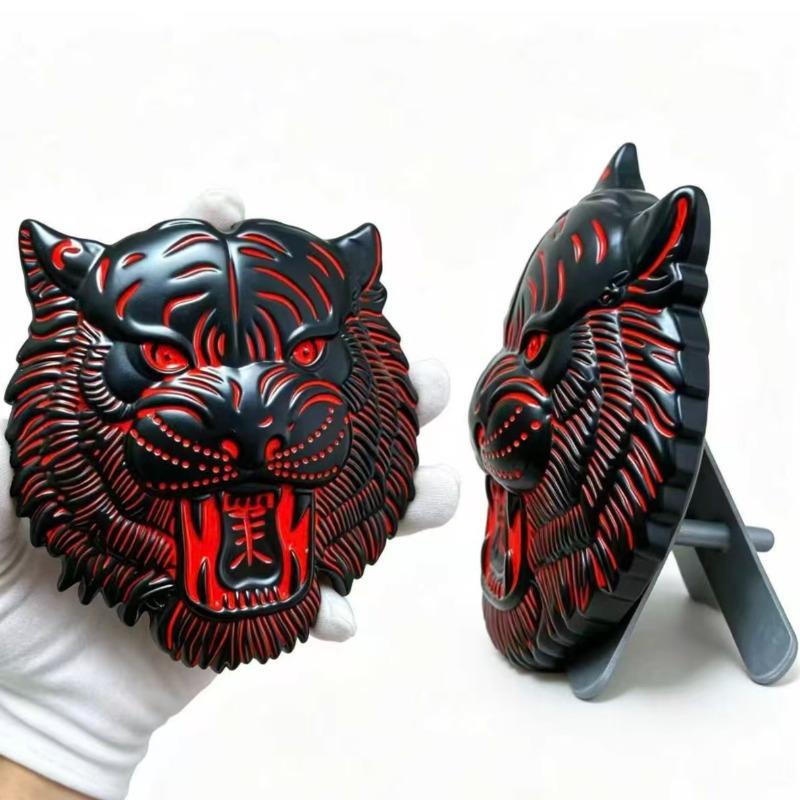 Bold tiger head car emblem 3D, three-dimensional metal mesh grille emblem, custom modification and decoration accessories