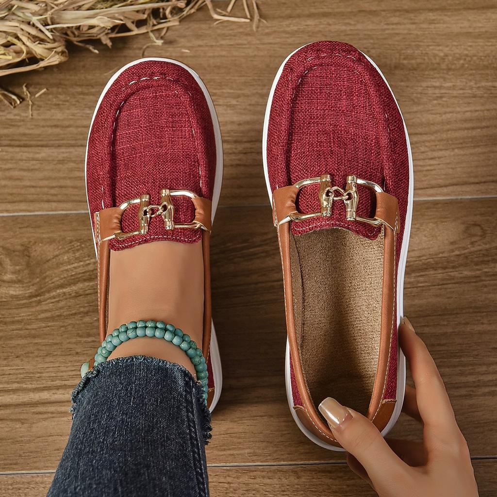 Большой размер 2025 Весна и Осень Новая Повседневная обувь В полоску Металлическая цепочка Обувь с низким верхом Легкая Обувь с круглым носком