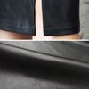 Women Skirt High Waist Back Slit Design Faux Leather Midi Skirt Solid Color