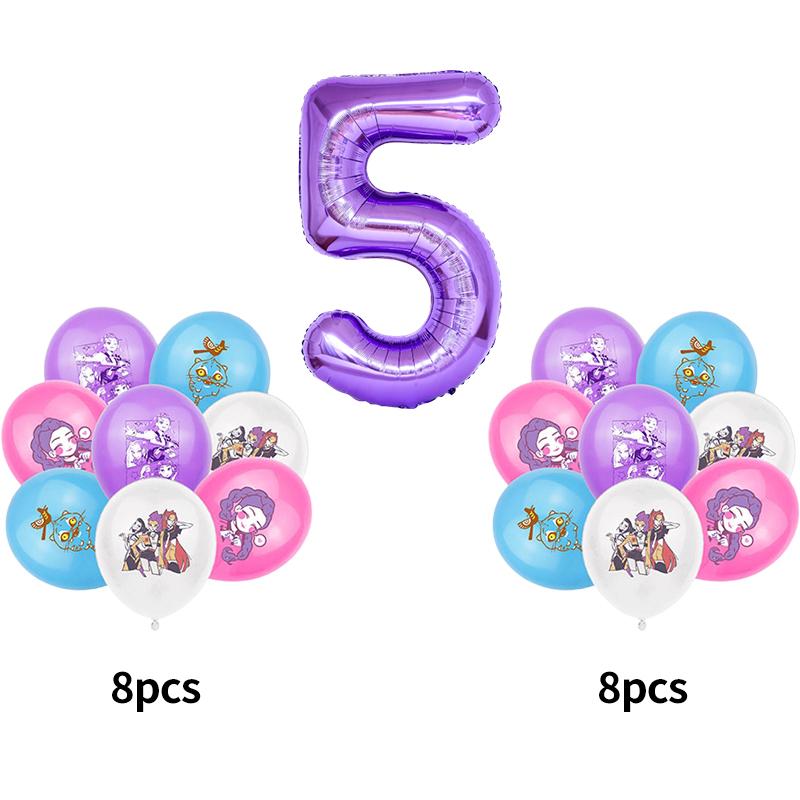 K-pop Охотник на демонов Вечеринка Воздушные шары K-pop Huntrix Вечеринка Воздушный шар Фон K-pop Охотник Воин Принадлежности для вечеринки по случаю дня рождения