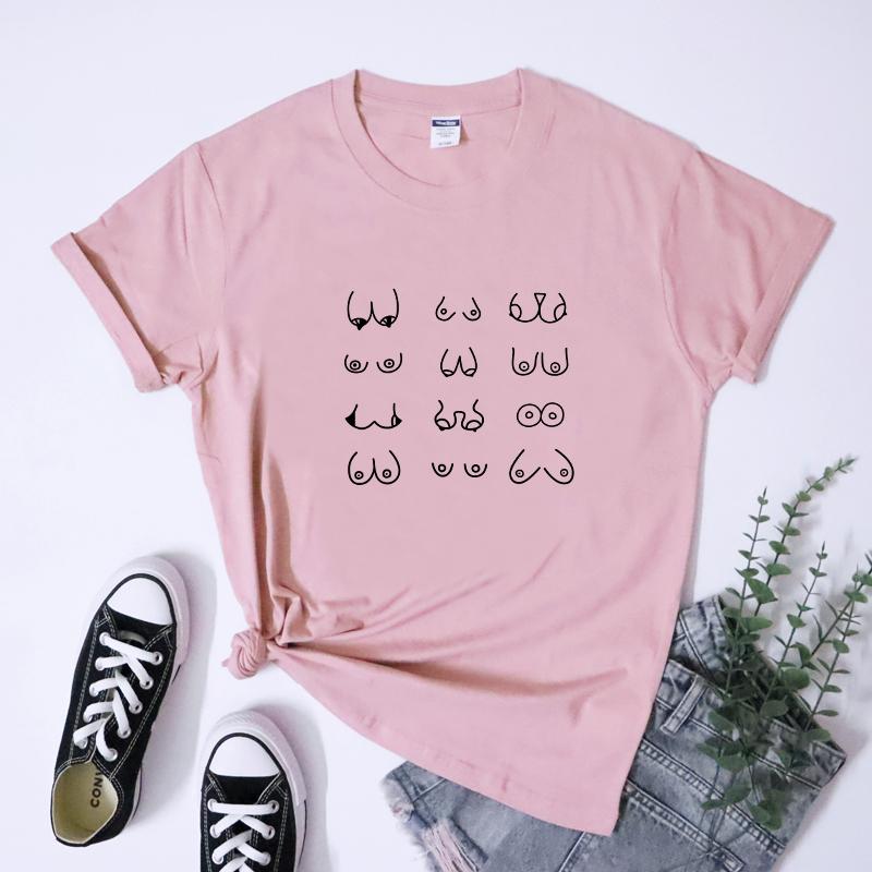 Happy Boobs TShirt Funny Breast Cancer Survivor Nipples Graphic Top Tee Shirt Casual Unisex Feminist Body Positive Tshirts