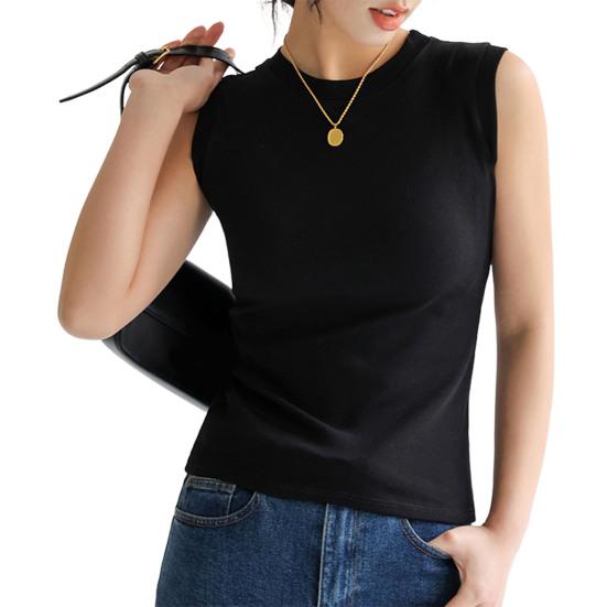 Женская майка без рукавов из хлопка с высоким воротом, укороченный топ в рубчик, облегающий крой