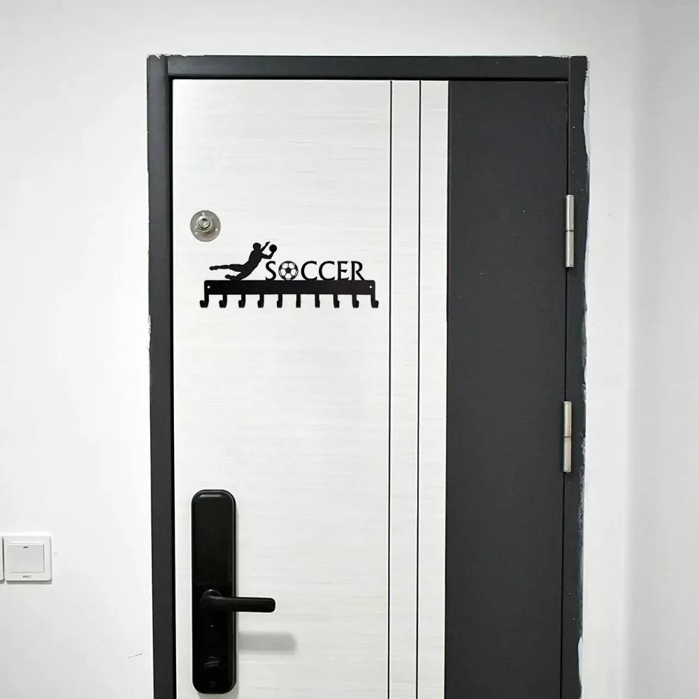 1 шт. вешалка для медалей футбольного вратаря с 10 крючками, металлическая настенная вешалка для ключей, вешалка для полотенец, вешалка для пальто, подарок любителю спорта