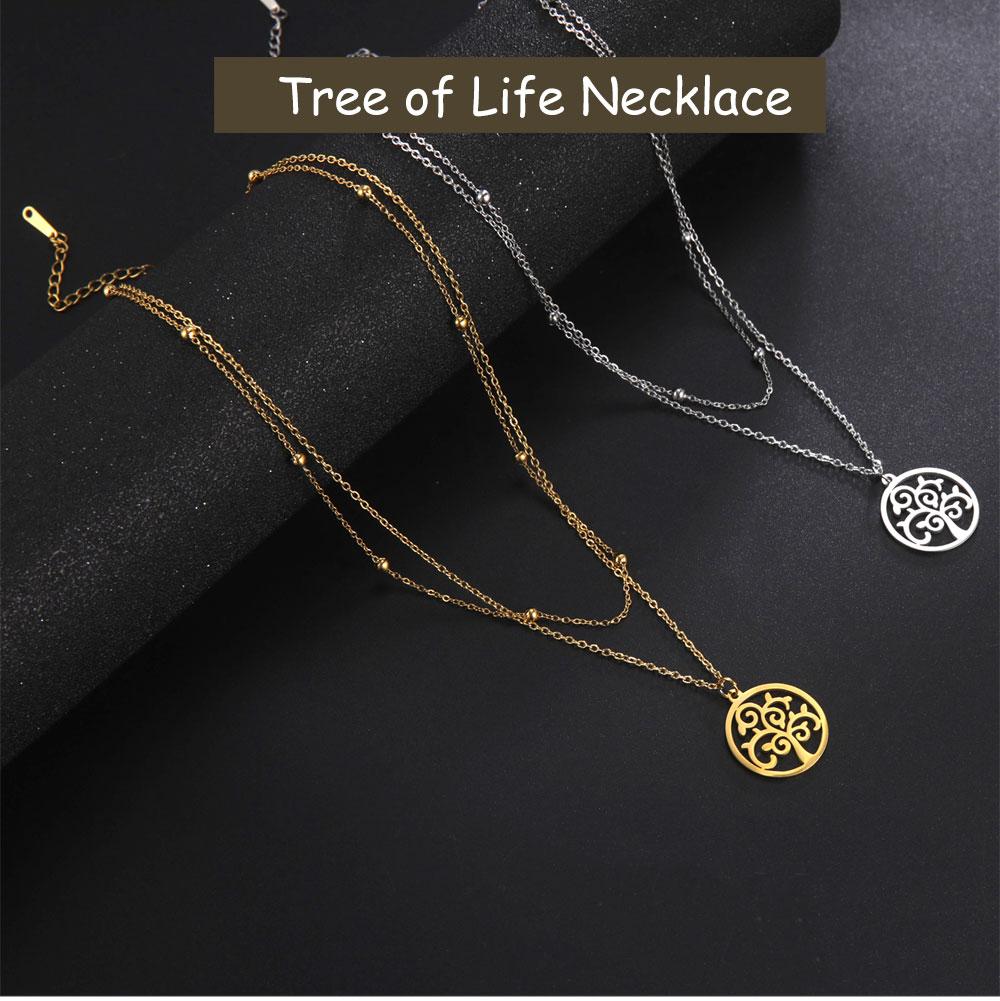 Cazador Stainless Steel Tree of Life Necklace Vintage Gold Color Plant Chain Necklace for Women Jewelry Wholesale 2026 Birthday