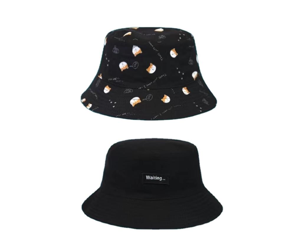 Cartoon Animal Kitten Pattern Embroidery Unisex Style Wild Fashion Trend Custom logo Reverse Bucket Hat