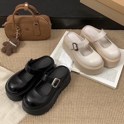 South in the south белые ретро туфли-туфли на платформе с сумкой на голову женская летняя одежда 2025 года новые туфли Мэри Джейн с увеличенной высотой и полуперетягиванием
