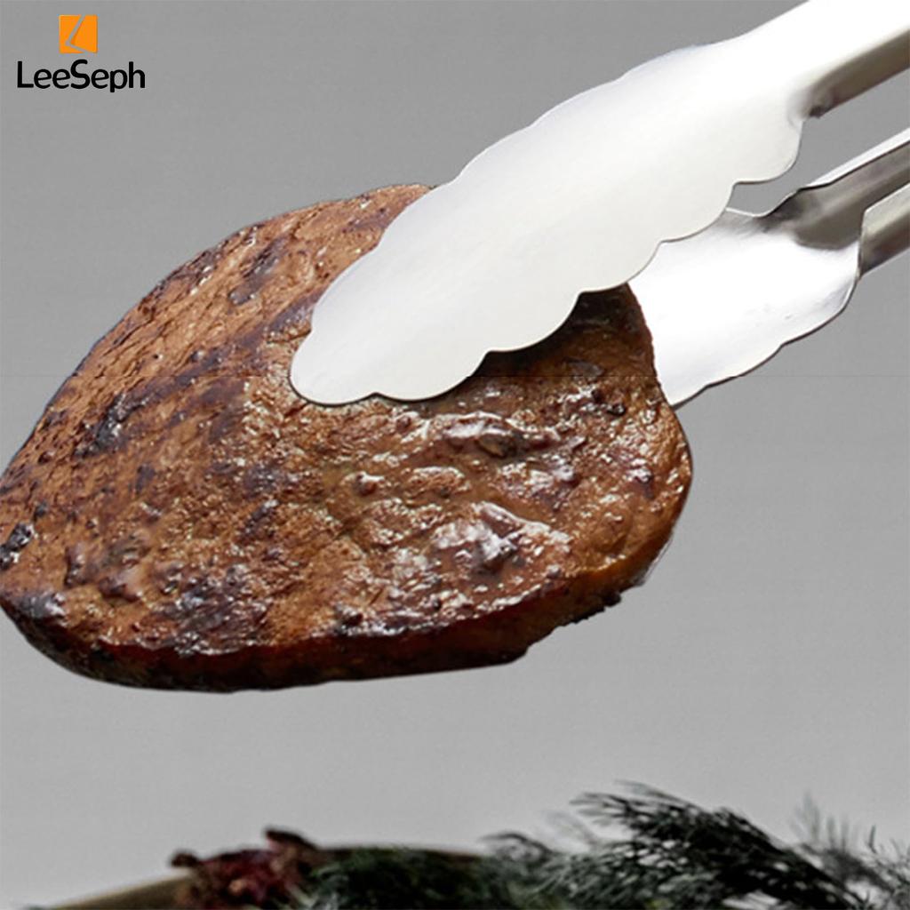 Щипцы для еды Leeseph из нержавеющей стали, прочные кухонные щипцы с деревянной ручкой для приготовления пищи, гриля и барбекю, длина 7-16 дюймов