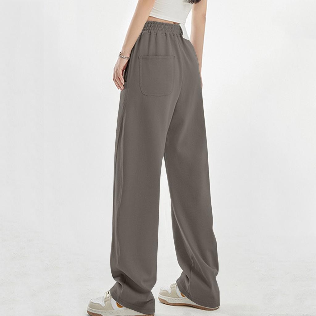 Новые спортивные брюки женские повседневные осенне-зимние эластичные карманы прямые свободные санитарные брюки модные широкие брюки S-2XL