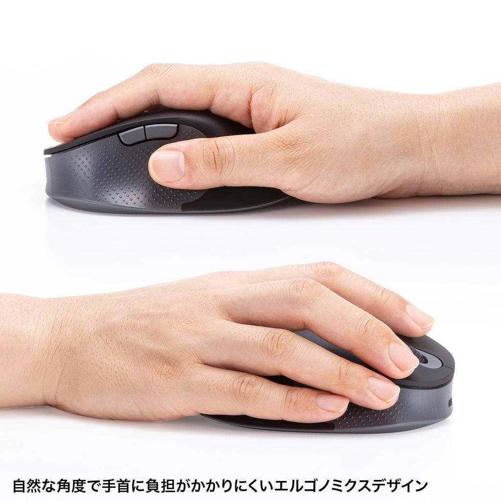 Sanwa Supply Silent Wireless Ergonomic Mouse 45mm (2.4GHz Wireless, Height) MA-EWBS528MBK