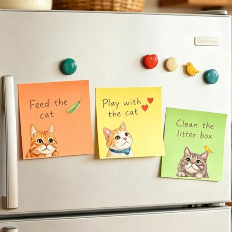 50 Sheets/Set Macaron Cat Sticky Notes, Random Patterns, Cute Style. Suitable for Decorating Student Ledgers and Office Notes