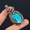 Tibetan Turquoise Gemstone Pure Copper Wire Wrapped Handmade Jewelry Pendant For Gift