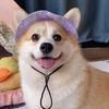 Corgi Sun Hat Pet Cap with Ear Holes Dog Sun Cap with Adjustable Neck Strap for Small And Medium Sized Pets Outdoor Sun Protection