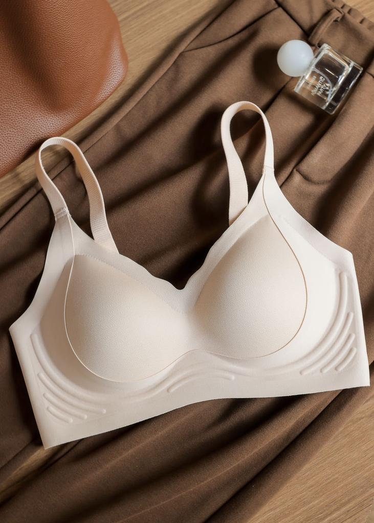 Traceless underwear women's no steel ring upper support integrated fixed cup comfortable D three-dimensional shaping pull gather bra