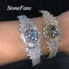 Stonefans INS Fashion Bling Crystal Heart Bangle Bracelet Jewelry Свадебный браслет-манжета со стразами Роскошные свадебные украшения