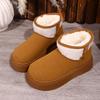 Fashion Cotton Boots Winter New Round Toe Suede Sleeve Woollen Warm Platform Anti-Slip Wear-Resistant Snow Boots