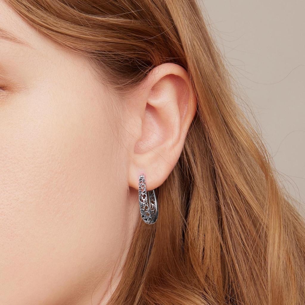 BAMOER Винтажные изысканные серьги-обручи "переплетенная виноградная лоза" из 925 стерлингового серебра