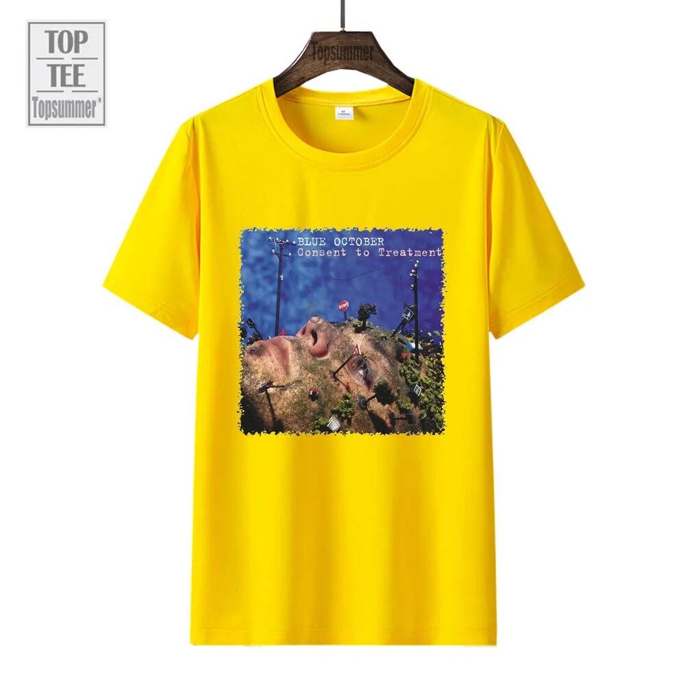 Футболка «Согласие на лечение» с альбомом, синяя футболка «Октябрьский тур», женская уличная модная хлопковая футболка, топы унисекс, большие размеры