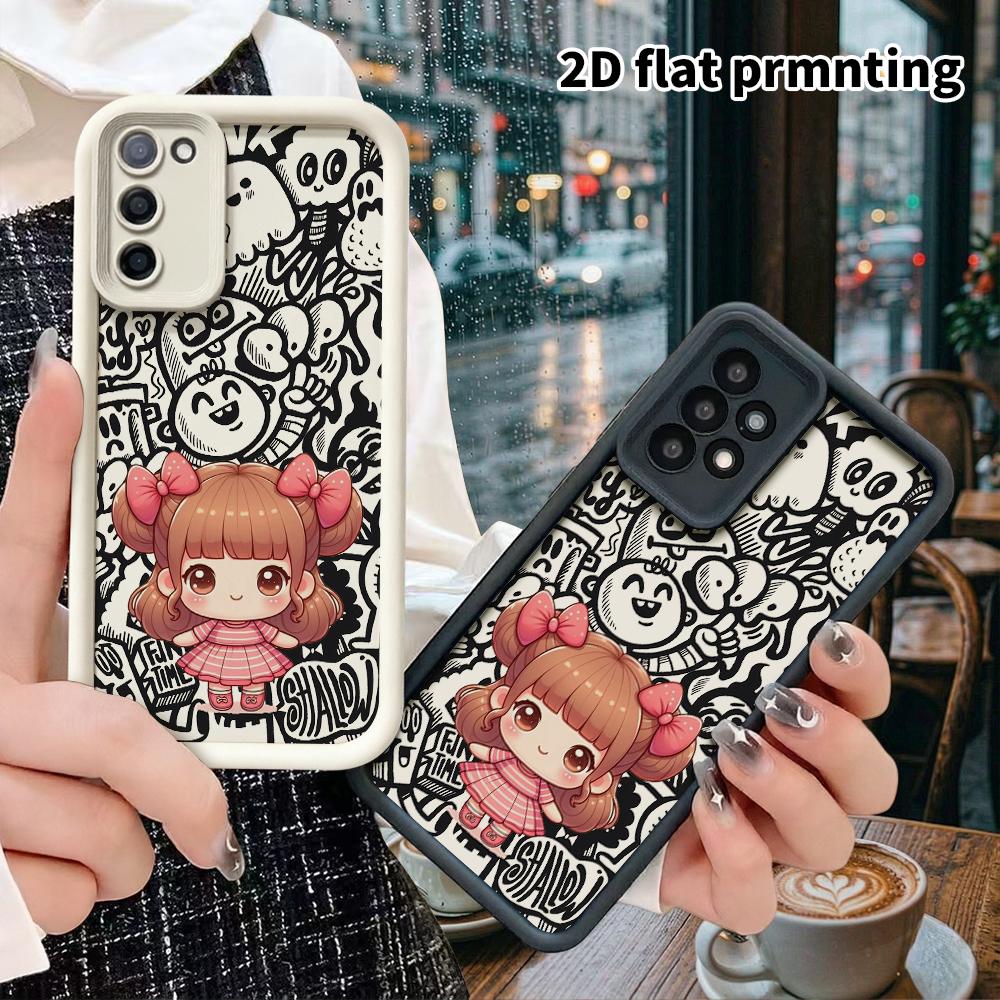 Phone Case: 2D Flat Samsung Galaxy A34 A35 M05 M06 S20 S22 S21 FE Plus 5G Protective Case, Twin-Tail Girl, Christmas and Halloween Gift