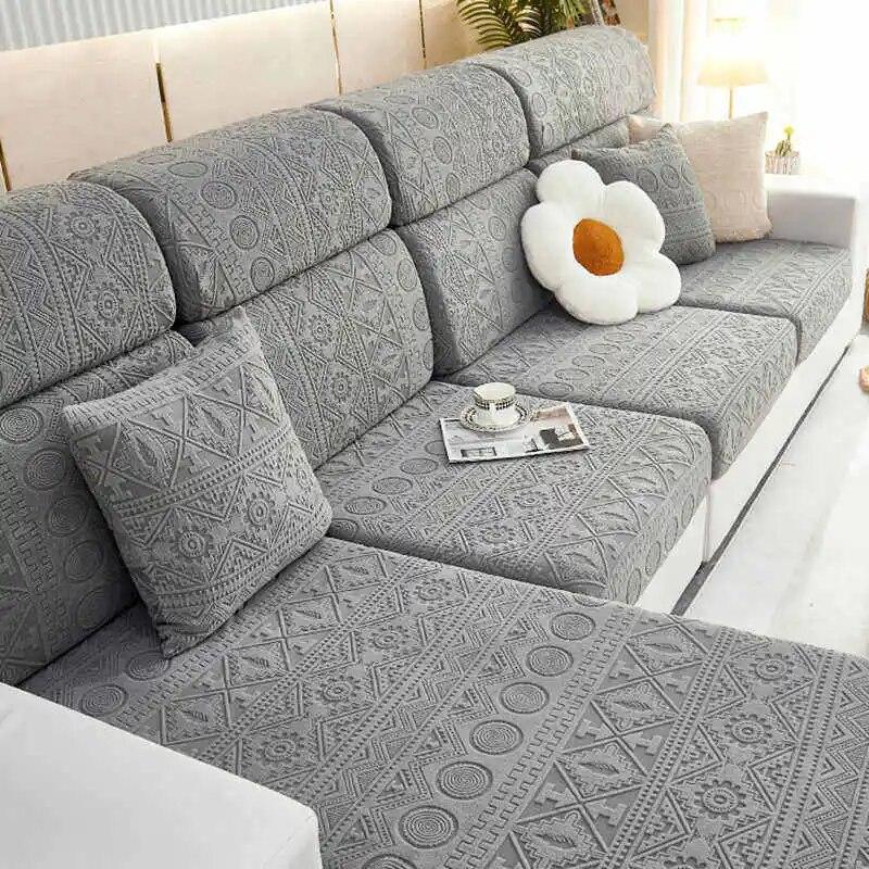 Эластичный регулируемый нескользящий чехол для диванной подушки, жаккардовые флисовые чехлы для углового дивана L-образной формы