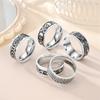 1Pcs Retro Style Titanium Steel Ring Fashion Engraved Greased Men's Ring
