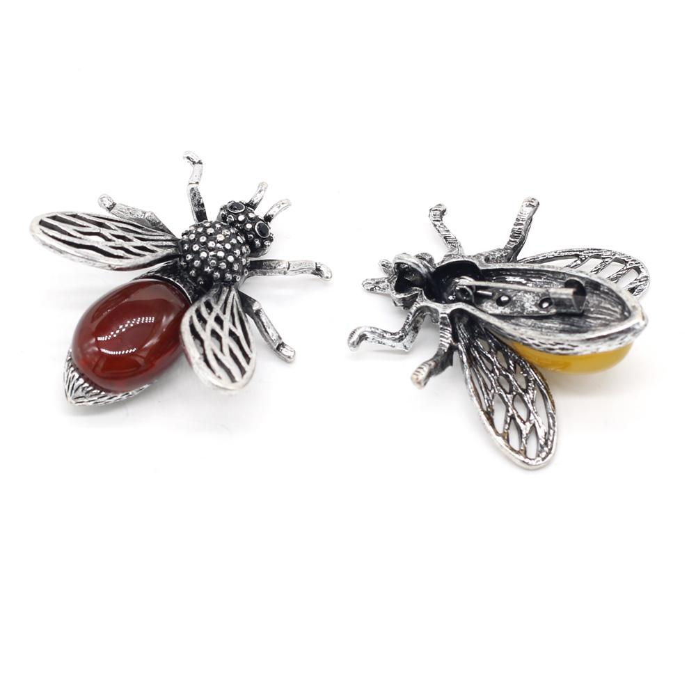 Women Brooch Natural Stone Bee-Shaped Pendant For Jewelry Making DIY Necklace Bracelet Clothes Shirts Accessory