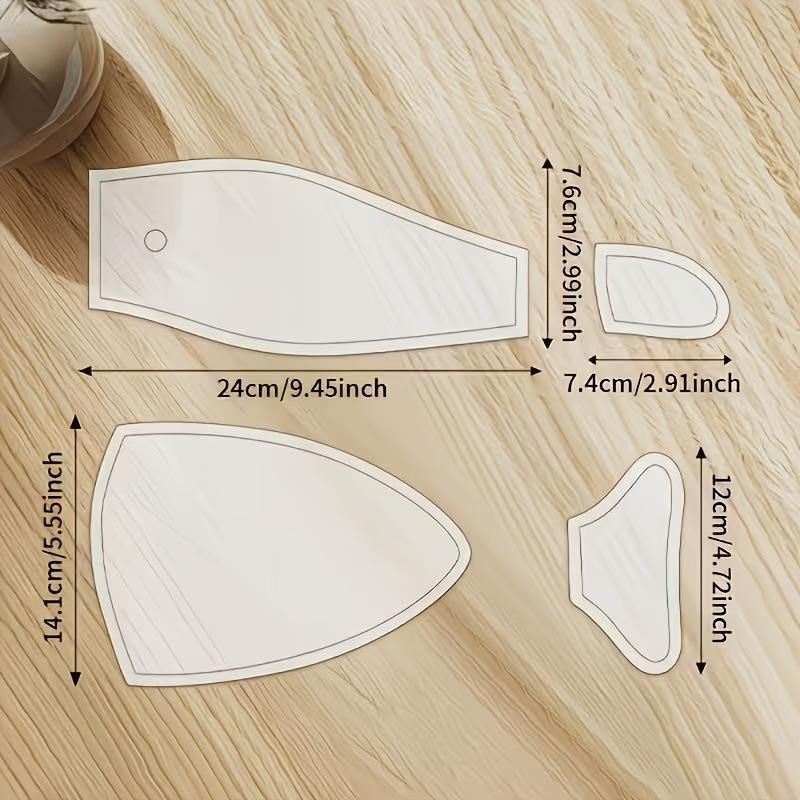 4Pcs Diy Shark Mouth Zipper Pouch Quilting Template Adorable Shark Pencil Case Sewing Template Transparent Craft Stencil