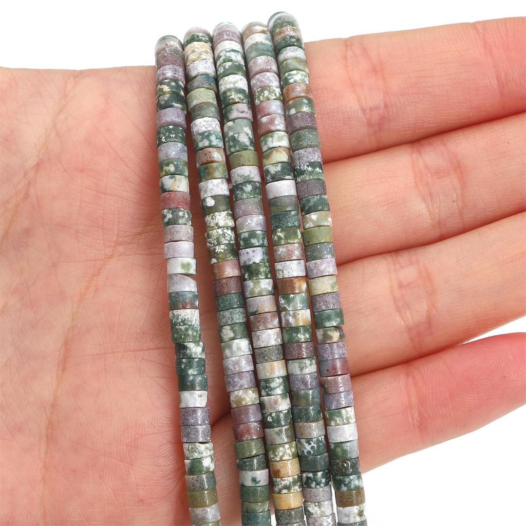 Разноцветные плоские круглые бусины-разделители из натурального камня для изготовления ювелирных изделий