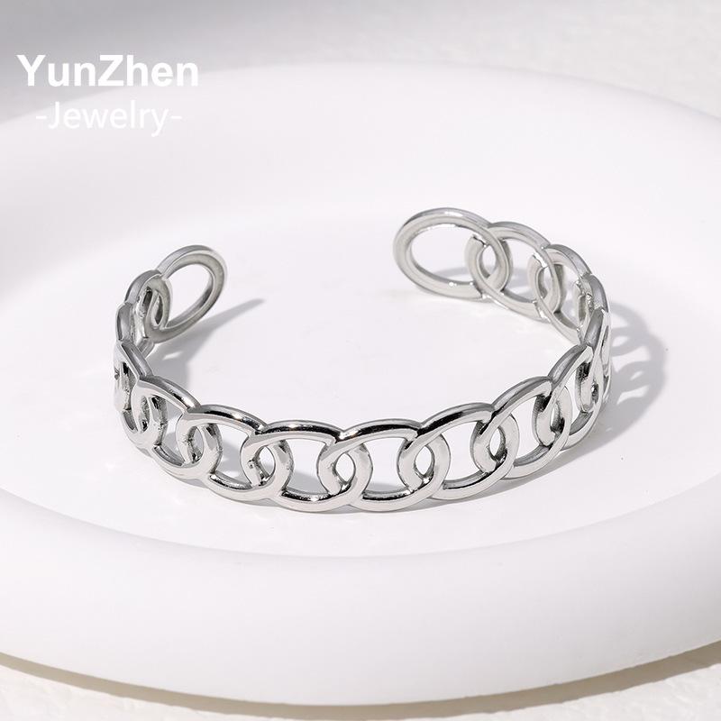 Hypoallergenic Minimalist Fashion Stainless Steel Open Bracelet Geometric Chain Bracelet Does Not Fade Simple High-end