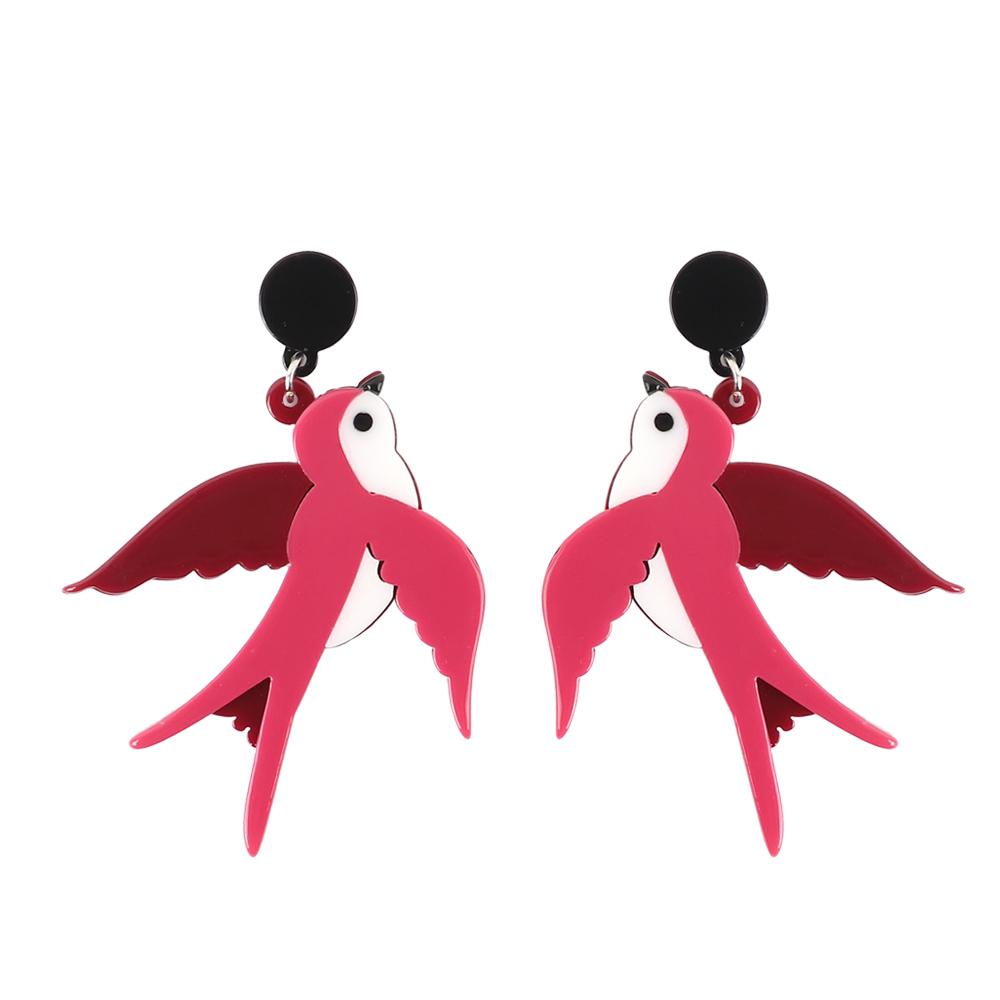 Fashion Flamingo Parrots Acrylic Dangle Earrings For Women Girls Geometric Big Animals Birds Drop Earrings Brincos Party Jewelry