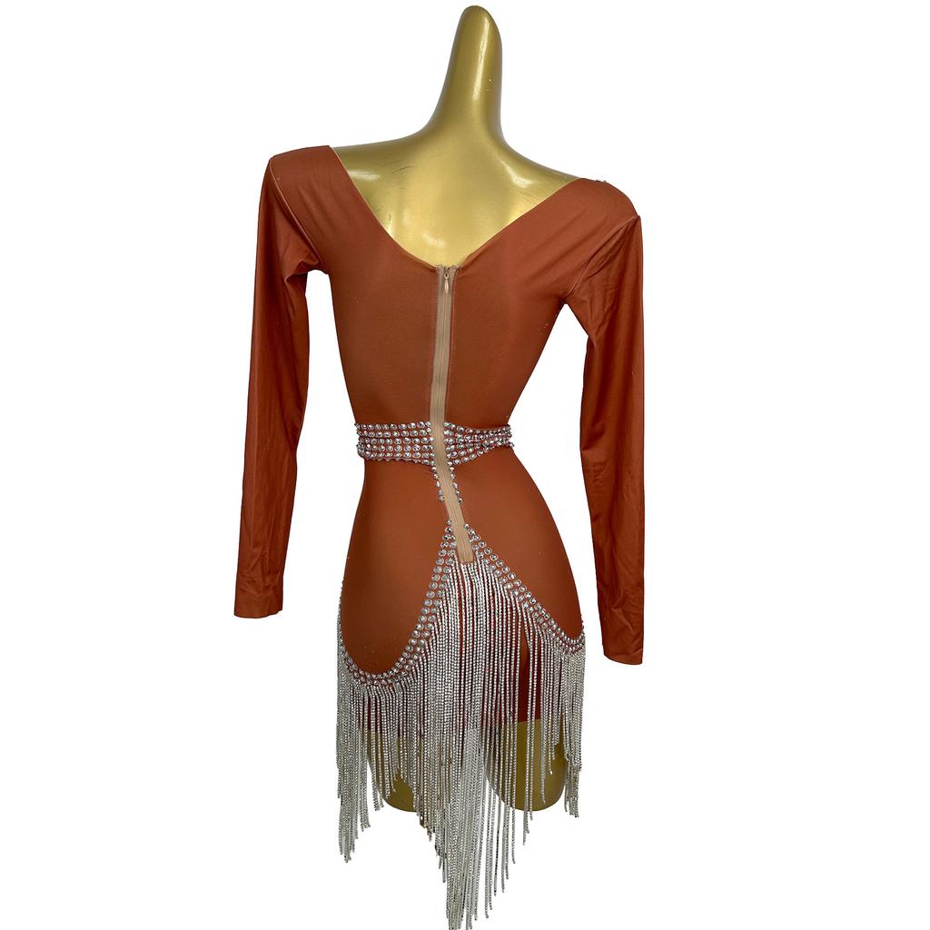 Sexy Deep V Neck Chains Rhinestone Night Club Party Hip Wrapped Dress Dance Festival Costume Bodycon Tassel Cocktail Prom Dress