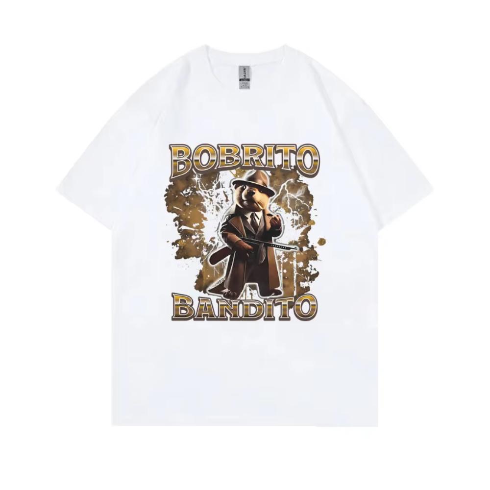 Italian Brainrot Bobrito Bandito Tshirts Capybara Funny Meme T Shirt Unisex Women Fashion Casual Humor Oversized Male Short Sleeve