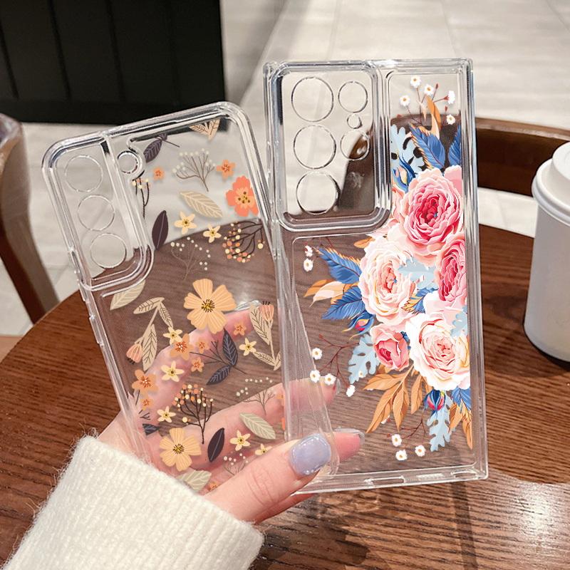 Чехол для телефона с цветными лозами для Samsung S25 Ultra S24 FE S23 A56 A36 A55 5G A16 A25 A35 A33 A54 S22 Plus, противоударный, прозрачный, силиконовый чехол