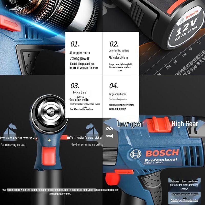 Bosch GSB120 12V Cordless Impact Drill Driver CN plug (adapter included)