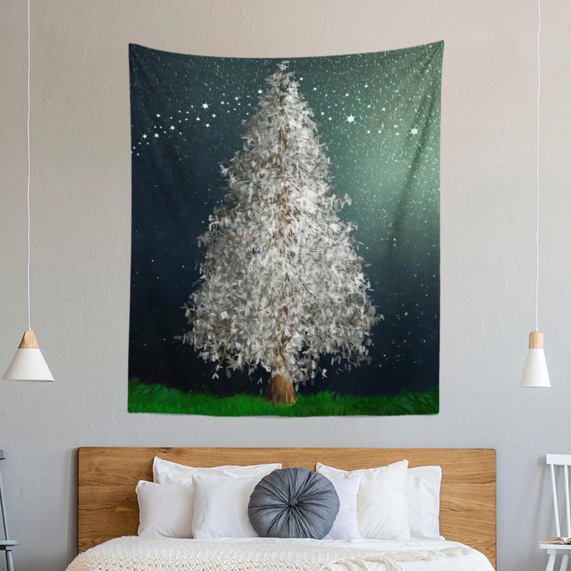 Christmas Tree Decoration Printed Pattern Tapestry Home Living Room Bedroom Wall Decoration Background Cloth Tapestry 230x180cm