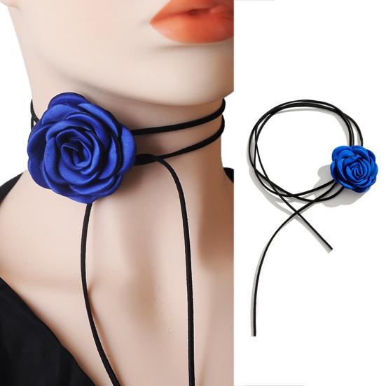 Женское колье-колье в стиле ретро с цветком, элегантный воротник на шнуровке для вечеринок, повседневная одежда, ручная работа, 3d декор роз, регулируемая, удобная посадка