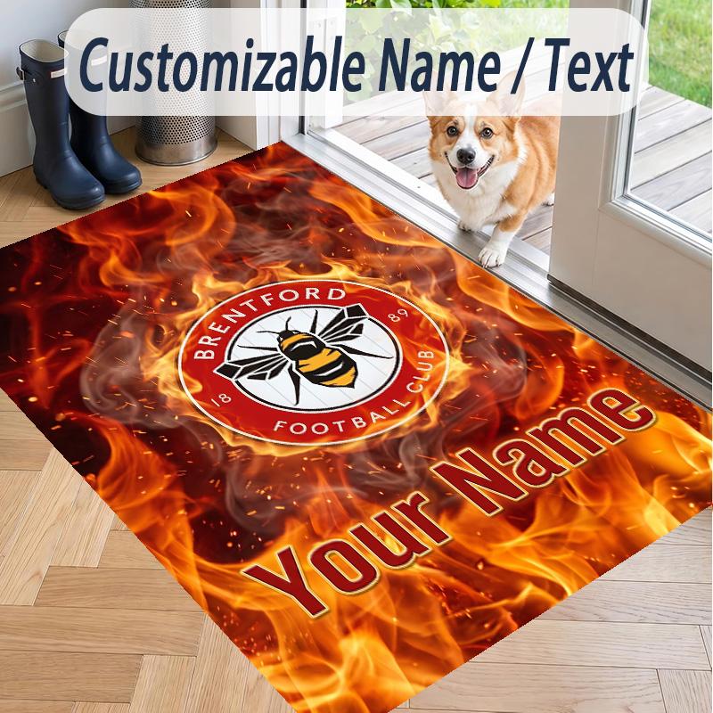 Custom Text Printed Rug Brentford Football Non Slip Floor Carpet For Home Room Decor