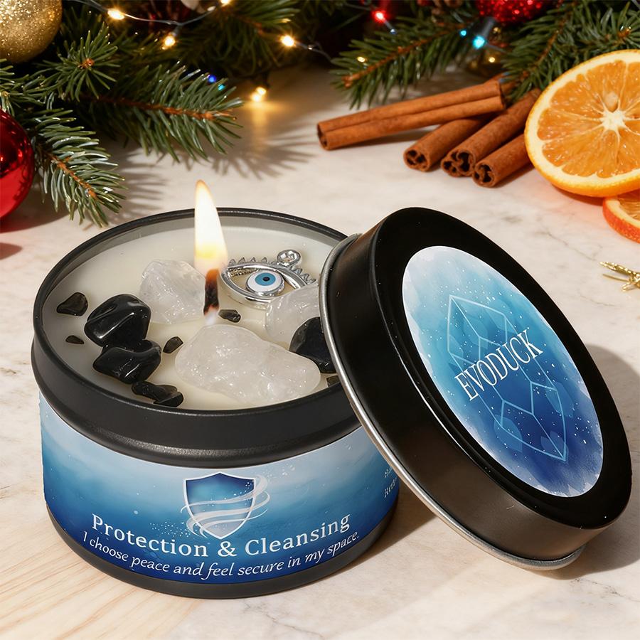 Ароматические свечи-3 унции, Аромат лаванды и ромашки с целебными кристаллами, Отлично подходят для праздничных подарков на Рождество/Хэллоуин и для домашнего декора