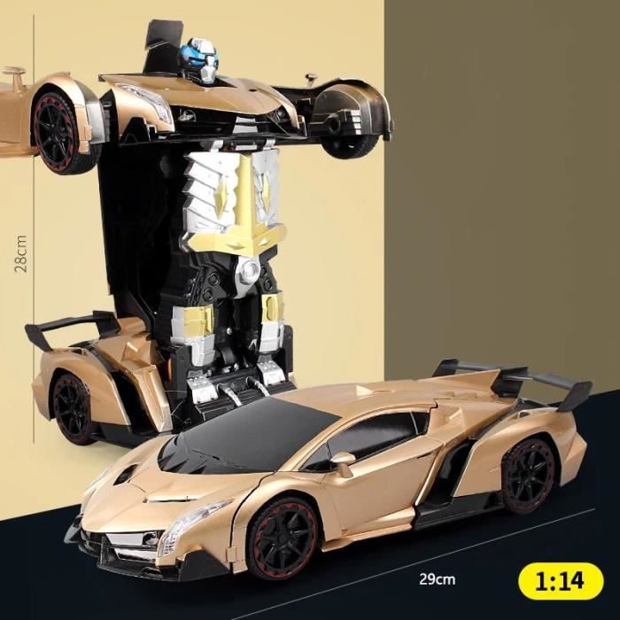 24CM pas de musique D - Jouet de voiture télécommandé pour enfants, Robot de transformation à induction, Déte