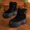 2024 Новые женские зимние сапоги на толстой подошве с увеличением высоты, плюшевые теплые женские повседневные модные сапоги-слипоны, ботинки для ходьбы