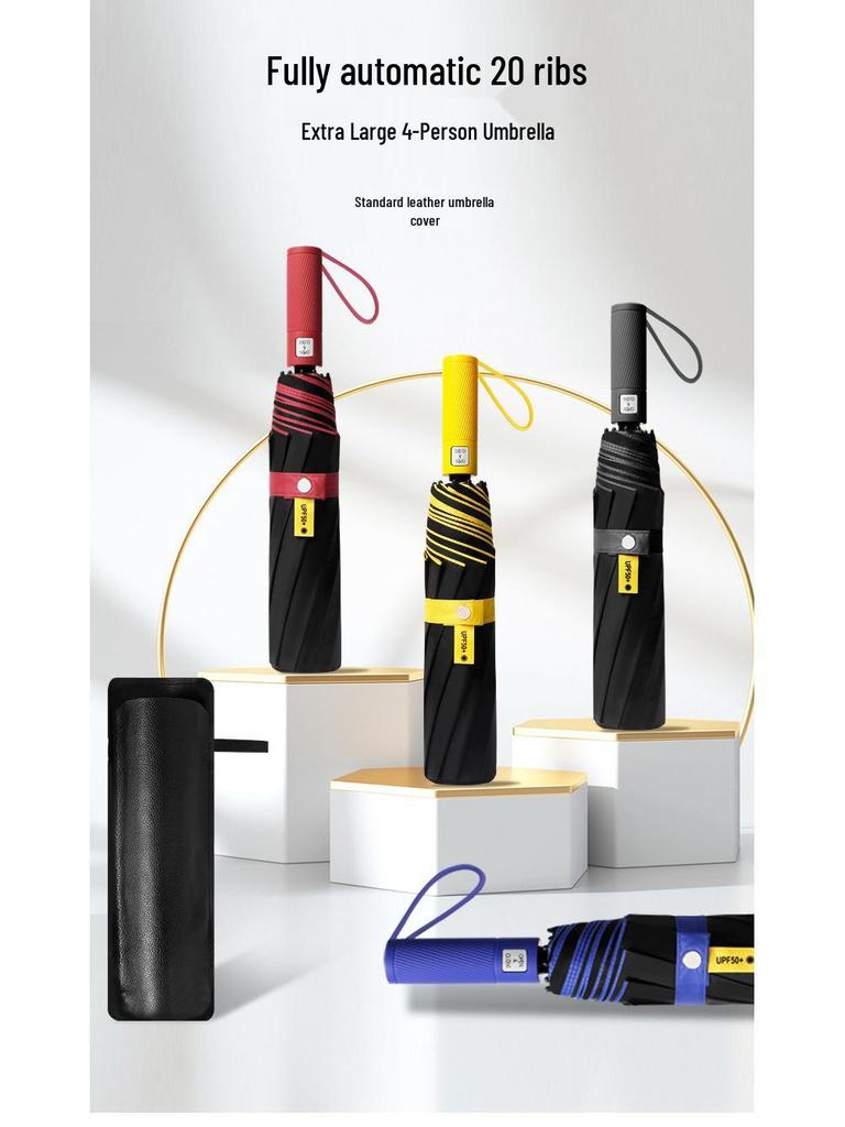 Усиленный ветрозащитный очень большой черный зонт для троих - Двойного назначения для солнца и дождя